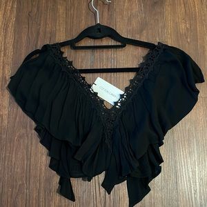 Cotton Candy LA Black Ruffle Crop